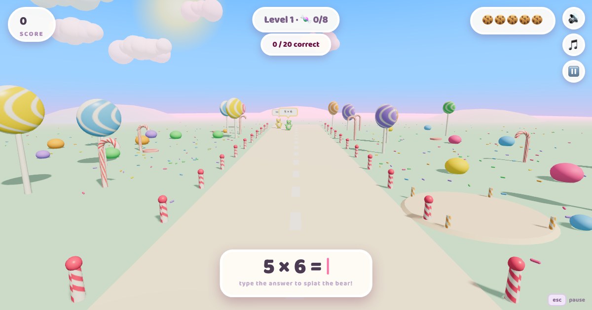 A multiplication problem inside the Sticky Bears candy world
